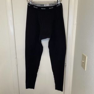Marmot Base Layer Pants Men (L) Large Black 100% Polyester Made USA Compression
